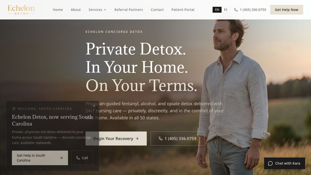 Echelon Concierge Detox — private, doctor-led in-home drug and alcohol detox care